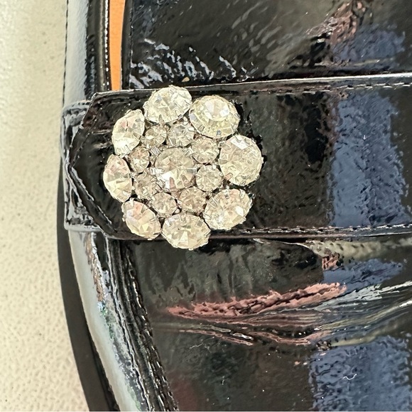 Ganni Jewel Loafers Black Patent Leather Crystal Embellished Chunky Lug - Picture 8 of 11